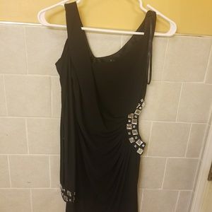 Black rhinestone detail cocktail dress